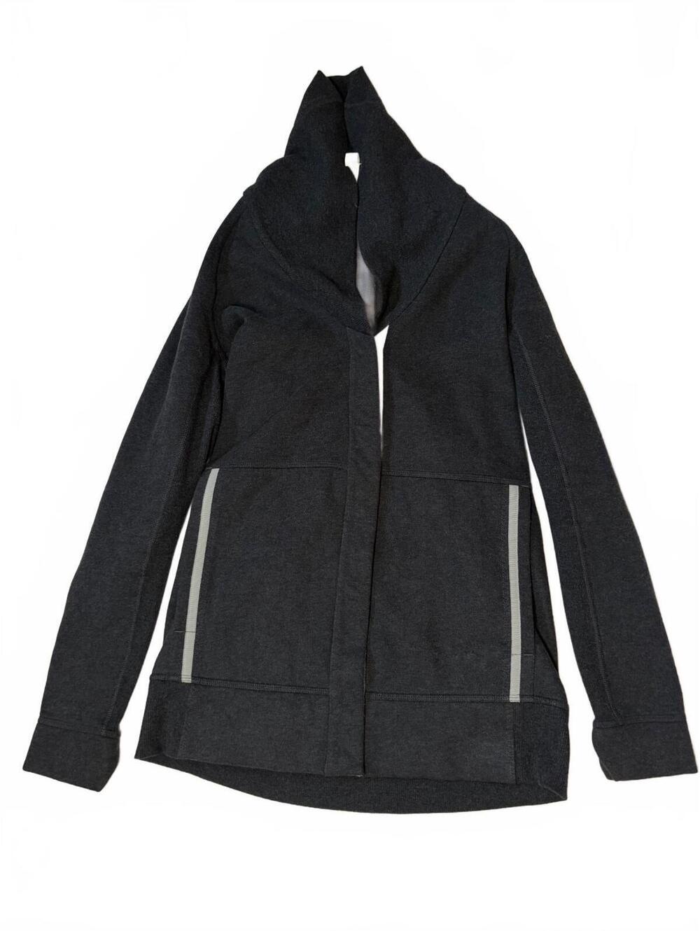 Lululemon Gray Snap Front Wrap Jacket Size 4 Oversized Cowl Collar